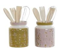 Pot pour ustensiles de cuisine - DKD Home Decor - Estándar - Vert et lilas - Métal et bois MDF