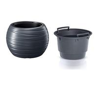 Pot Rond en Plastique Maze avec réservoir 36L en Couleur Anthracite 43,6 (L) x 43,6 (l) x 29,9 (H) cm