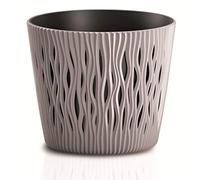 Pot rond en plastique Sandy Round en couleur mocca 15,8 (L) x 15,8 (l) x 13,8 (H) cm
