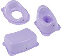 Pot + tabouret de marche + siège de toilette pour enfants, pour l'apprentissage des couches et des toilettes, matériau solide, caoutchouc antidérapant couleur:rose, motif:Friends
