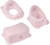 Pot + tabouret de marche + siège de toilette pour enfants, pour l'apprentissage des couches et des toilettes, matériau solide, caoutchouc antidérapant couleur:rose, motif:Friends
