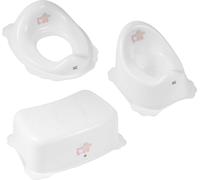 Pot + tabouret de marche + siège de toilette pour enfants, pour l'apprentissage des couches et des toilettes, matériau solide, caoutchouc antidérapant couleur:rose, motif:Friends