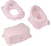 Pot + tabouret de marche + siège de toilette pour enfants, pour l'apprentissage des couches et des toilettes, matériau solide, caoutchouc antidérapant couleur:rose, motif:Friends