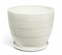 Pot tonneau Pot de fleurs en céramique avec soucoupe rond 7 tailles 6 couleurs