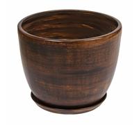 Cache-Pot En Céramique - Botle - D 215 Mm - Marron Foncé - Peint À La Main - Avec Trou De Drainage Multicolore