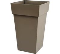 Pot de fleur haut Carré 39 cm - EDA - Toscane - 39 x 39 x H. 65 cm - 62 L - Taupe