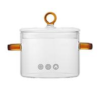 Pot transparent de 1, 5 l avec couvercle, double poignée en verre, micro-ondes, résistant à la chaleur, universel pour la cuisson de la soupe, du lait et du porridge
