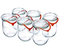 Pot tulipe Weck 1 litre en set de 6 pièces couvercle, 2 anneaux d'étanchéité, verre, transparent, 6 x