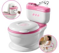 Pot Twinky® pour enfants et bébés - 3 en 1 entraîneur de toilette avec musique et bouton de chasse - siège de toilette avec couvercle et support de rouleau de WC