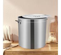 Pot universel de 50 L, marmite à soupe, grand fûts en acier inoxydable avec couvercle et panier, pour la cuisson des aliments, égoutter des légumes et des fruits, ou comme seau filtrant pour la