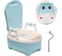 Pot Yakimz pour enfants - garçon / fille à partir de 0-6 ans, aussi pour l'apprentissage de la propreté et l'apprentissage du pot, motif : vache- bleu