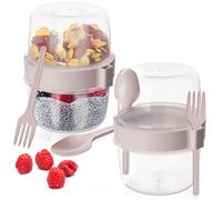 Pot yaourt avec cuillère Lunchbox 370 ml 2 pcs pot céréales bol snack