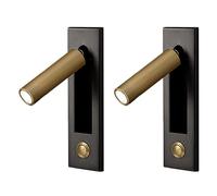Potadak 2X Lampes de Lecture, Tête de Lit Applique Murale Liseuse Encastré Interrupteur Poussoir Lampes Murales Chambre Noir Or