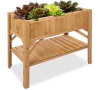 Potager sur pied - TECTAKE - Jardinière sur pied BROWNIE avec étagère de rangement, bois de pin imprégné - Marron