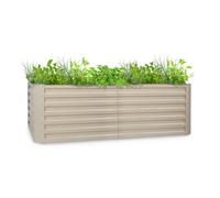 Potager surélevé - Blumfeldt High Grow Straight - Carré potager surélevé - 200 x 60 x 100 cm - 1200 L - Acier - Jardinière - Beige