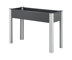 Potager Surélevé Grande Taille Jardinière Bac á Fleurs sur Pied Extérieur à Fond Grillagé Plantation Résistant Jardin Balcon Terasse Design Aluminium Bois Composite 100 x 40 x 75 cm Gris Foncé