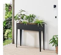 Potager Surélevé pour Semis et Plantes Jardinière sur Pied à Hauteur Ergonomique avec Trou d'Évacuation d'eau Acier 98 x 25 x 82 cm Anthracite