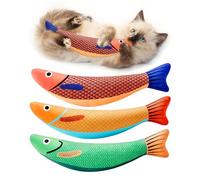 Potaroma Lot 3 Jouets Chat Poisson Saury Herbe à Chat Silvervine 24cm | Lot de 3 Poissons 24cm, Herbe à Chat et Silvervine, Peluche Douce avec Son Froissé pour Chats d’Intérieur