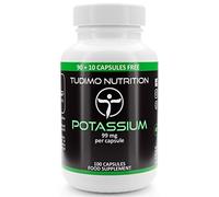 Potassium Complement Alimentaire 99mg - 100 Capsules à Désintégration Rapide, Chacune avec 99 mg Gluconate de Potassium et de Qualité Supérieure en Poudre