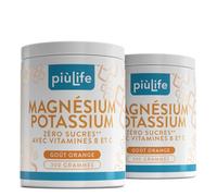 Potassium Magnesium Poudre 600g Orange PiùLife, Avec Vitamine B12, B6, B1, Acide Folique, Vitamine C, Complement Alimentaire Fatigue Intense Épuisement, Sels Minéraux Sport, Énergie