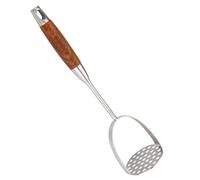 Potato Masher Stainless Steel Wooden Handle Heavy Duty Hanging Hole Potato Ricer Kitchen Restaurant Masher for Beans Vegetables Meat Pumpkin