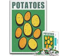Potato Minimalist Kitchen Art Print Puzzle en Bois 500 pièces | Puzzle adulte - détails du motif visibles pour avancer zone par zone seul ou à plusieurs.