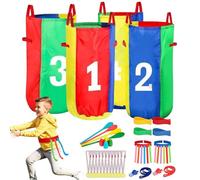 Potato Sack Race, Carnival Games, 34x17 inches Jump Bags Set, Balancing Spoon Challenge, Party Supplies for Field, Lawn, School, Birthday, Festival, Family, Yard, Gathering, Outdoor, Team