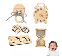 potatomato Lot de 5 pièces DIY pour Busy Board - matériaux pour Parents Accessoires sensoriels éléments en Bois Labyrinthe Horloge pédagogique Engrenages sablier Apprendre à Lacer