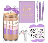 Potchen LPN Rn Coffret cadeau de remerciement pour infirmière - Cadeau de remerciement pour la semaine des infirmières - 283,5 g - Stylo en verre - Carnet de notes pour infirmière, praticien, école