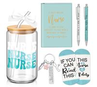 Potchen LPN Rn Coffret cadeau de remerciement pour infirmière - Cadeau de remerciement pour la semaine des infirmières - 283,5 g - Stylo en verre - Carnet de notes pour infirmière, praticien, école