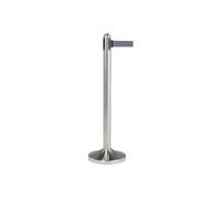 Securit Poteau de barrière rétractable en Nylon 100 cm (Ruban 210 cm), Base 31 x 31 cm, métal, Gris/Acier Inoxydable, 16 x 35 x 99 cm