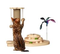 Poteau à gratter pour chat - Aiguiseur de griffes en corde tissée en sisal robuste, jouet à gratter vertical à base stable et durable, coussin d'entretien des griffes | Intérieur Extérieur Salon Chamb