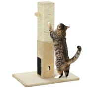 Poteau à gratter pour chat - PawHut - 79 cm - balle suspendue et balle avec clochette - 2 brosses de toilettage - beige, crème