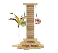 Poteau à gratter pour chat - Sortie d'énergie saine - En sisal résistant à l'usure - Avec base en bois solide - Jouet pour animal domestique - Pour le sol du chaton d'intérieur - Encourage le