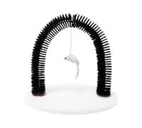 Poteau à griffer chat,Brosse de massage pour chats,Poteau à Griffer,pour chatt,Appareil de Massage pour chien,Brosse à Poils avec Grattoir Robuste et Herbe à Chats (Blanc)