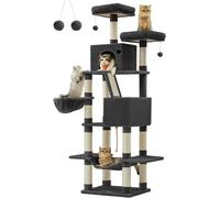 Poteau à griffer pour chat Feandrea PCT190B01 Grand 206 cm Haut XXL Arbre à chat avec 13 poteaux à griffer 2 plateformes 2 grottes Panier Hamac Balles en peluche Poteau à griffer multi-niveaux pour ch