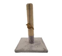 Tyrol | Griffoir pour Chat 42 cm | Griffoir Chat en Sisal et Polyester Résistant | Forme Simple avec Jouet Oiseau | Grattoir Chat à Design Moderne Couleur Gris Clair | 30x30cm