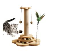 Poteau à Griffes pour Chat - Jouet À Griffes pour Chaton avec Balles en Sisal | Jouet À Piste Roulante pour Chat | pour Balcon sous-Sol Garage Patio Maison de Campagne et Appartement