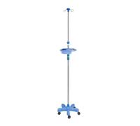 Poteau à soluté roulant avec plateau et 4 crochets réglables stable | Support de perfusion médicale en hauteur, for les soins à domicile en hôpital