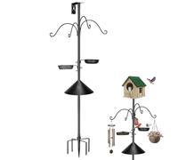 Poteau Bird House, Poles de mangeoire à oiseaux de 92 pouces pour l'extérieur avec déflecteur anti-squirrel, support réglable robuste pour station météo animaux Attrack Wildlifes Cage Backyard Yawn