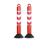 Poteau/Cone de Signalisation, Cônes De Construction en Plastique, 75cm De Haut Cônes De Sécurité Routière avec Base Noire pour La Prudence sur Les Routes, Les Parkings. Rouge Blanc(2 Pack)