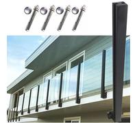 Poteau de balustrade de balcon en acier inoxydable de 94 cm, colonne de clôture à montage latéral noir avec fentes de robinet, support de rampe en verre pour sécurité de terrasse, hauteurs