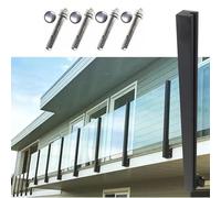 Poteau de balustrade de balcon en acier inoxydable noir 304 avec fentes de robinet et base robuste, hauteurs personnalisées de 91,4 cm, colonne d'extrémité gauche pour sécurité de terrasse