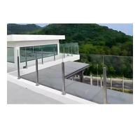 Poteau De Balustrade En Verre Avec Bande Fixation Caoutchouc, 304 Acier Inoxydable Colonne Rampe Antirouille Pour Extérieur Balcon Terrasse Escalier(Silver-mid,115cm)