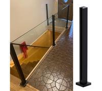 Poteau De Balustrade En Verre Avec Bande Fixation Caoutchouc, 304 Acier Inoxydable Colonne Rampe Antirouille Pour Extérieur Balcon Terrasse Escalier(Black-end,95cm)
