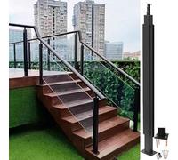 Poteau de balustrade en verre en acier inoxydable 304 avec fixation par fentes - Idéal for les escaliers, les terrasses et les jardins(Black Mid Post,135cm)