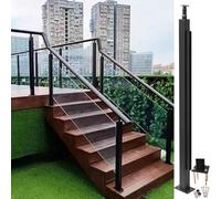 Poteau de balustrade en verre en acier inoxydable 304 avec fixation par fentes - Idéal for les escaliers, les terrasses et les jardins(Black End Post,60cm)