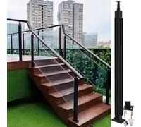 Poteau de balustrade en verre en acier inoxydable 304 avec fixation par fentes - Idéal for les escaliers, les terrasses et les jardins(Black Corner Post,135cm)