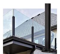 Poteau de balustrade en verre noir avec base carrée - Panneau de clôture de piscine facile à installer - Système de colonne en verre durable pour la sécurité et le style