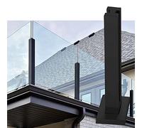 Poteau de balustrade en verre noir - Base carrée - Panneaux de clôture de piscine d'extérieur - Système de colonne balustre facile à installer et clips élégants pour plus de sécurité et d'élégance